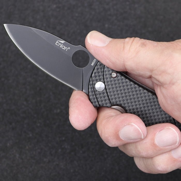 Enlan Imitation Carbon Fibre Handle Folding Knife 10cm - Bong Empire