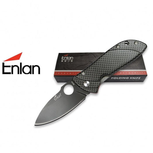 Enlan Imitation Carbon Fibre Handle Folding Knife 10cm - Bong Empire