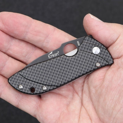 Enlan Imitation Carbon Fibre Handle Folding Knife 10cm - Bong Empire