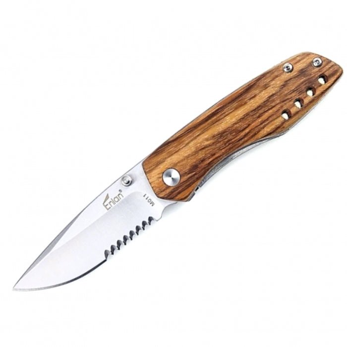 Enlan Zebra Wood Folding Knife - Bong Empire