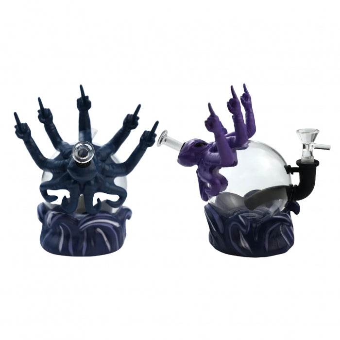 Evil Octopus 3D Silicone Glass Water Pipe – 19cm Durable Artistic Design - Bong Empire