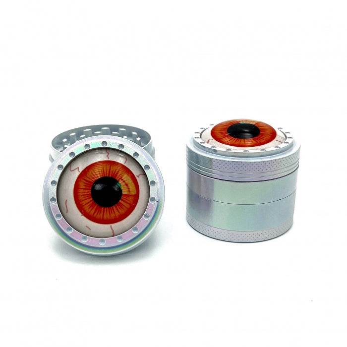 Fancy Eyeball Orange Zinc Alloy 4 Piece Grinder 50mm - Bong Empire