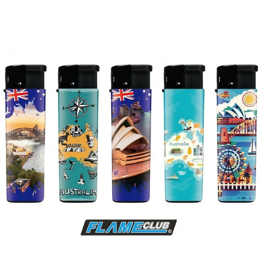 FlameClub Australia Refillable Gas Lighter 5 Pack - Bong Empire