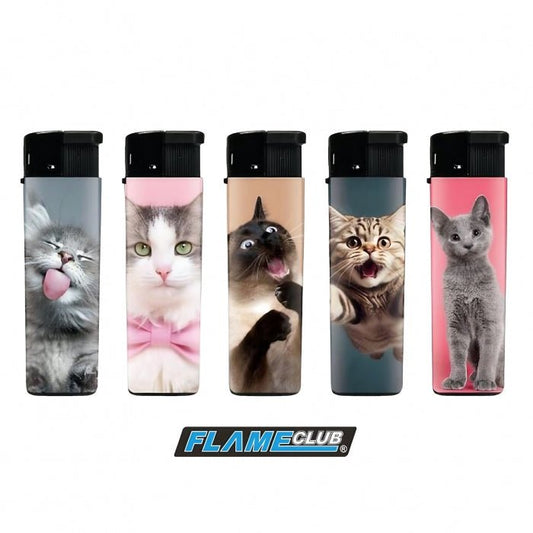 FlameClub Cat Refillable Gas Lighter 5 Pack - Bong Empire