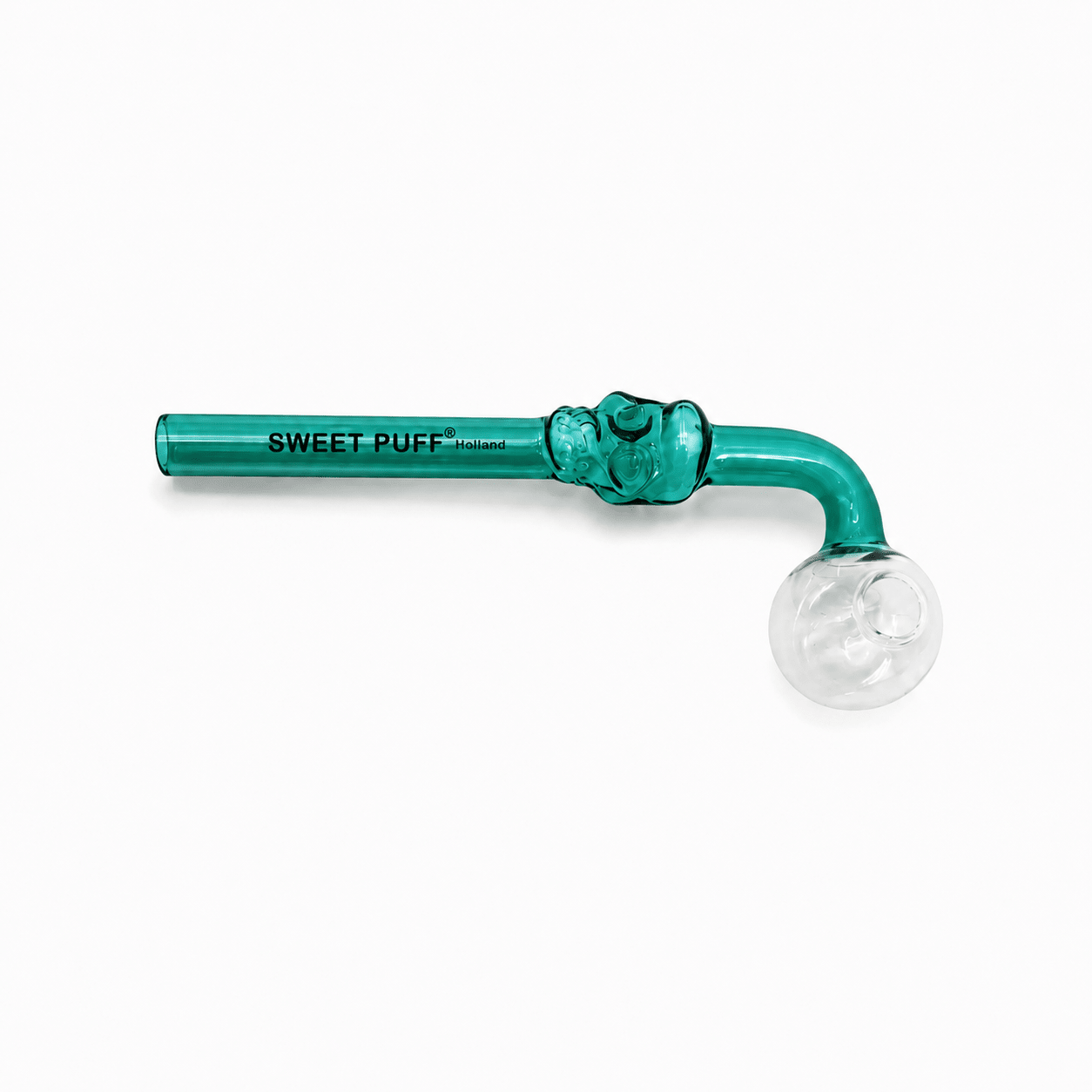 Full Colour Skull Sweet Puff Glass Pipe 14cm Teal