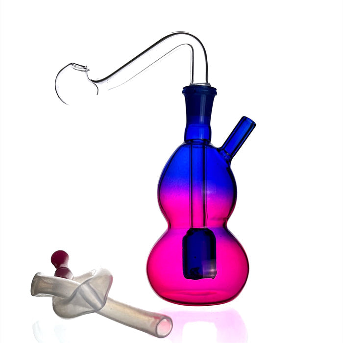 Pink & Purple Glass Bubbler Water Pipe 9.5cm