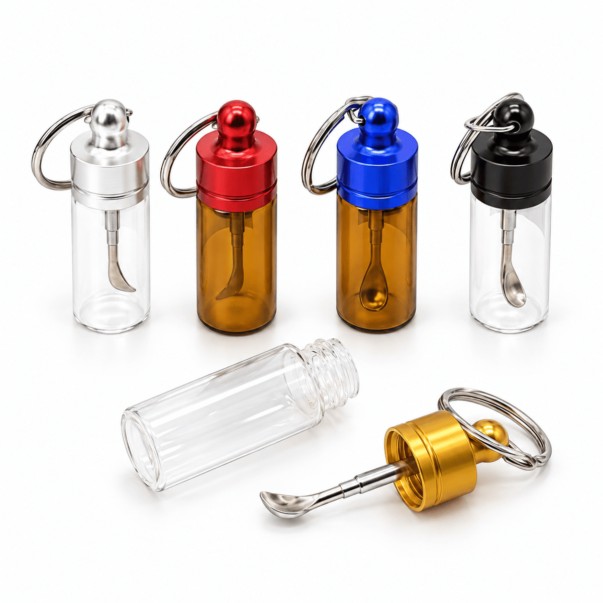 Glass Key Chain Snuff Jar