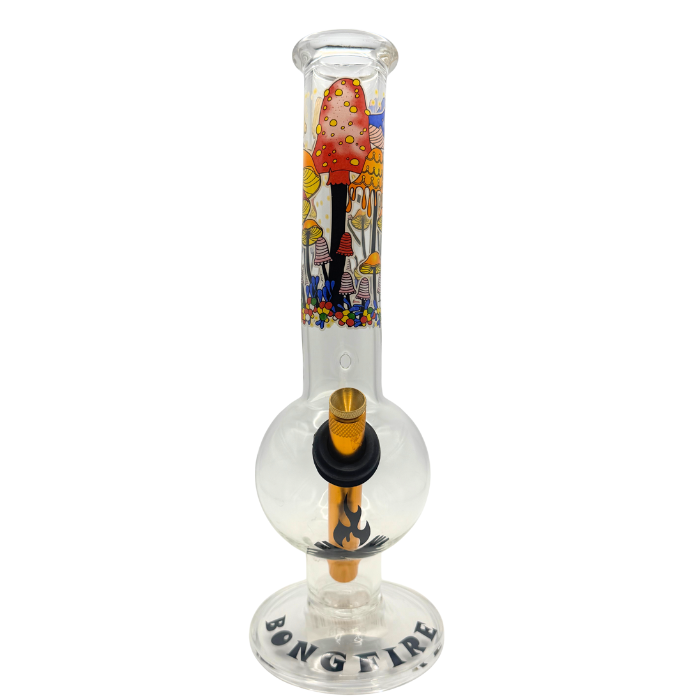 28cm Mushroom Glass Bong – Colourful Printed Design