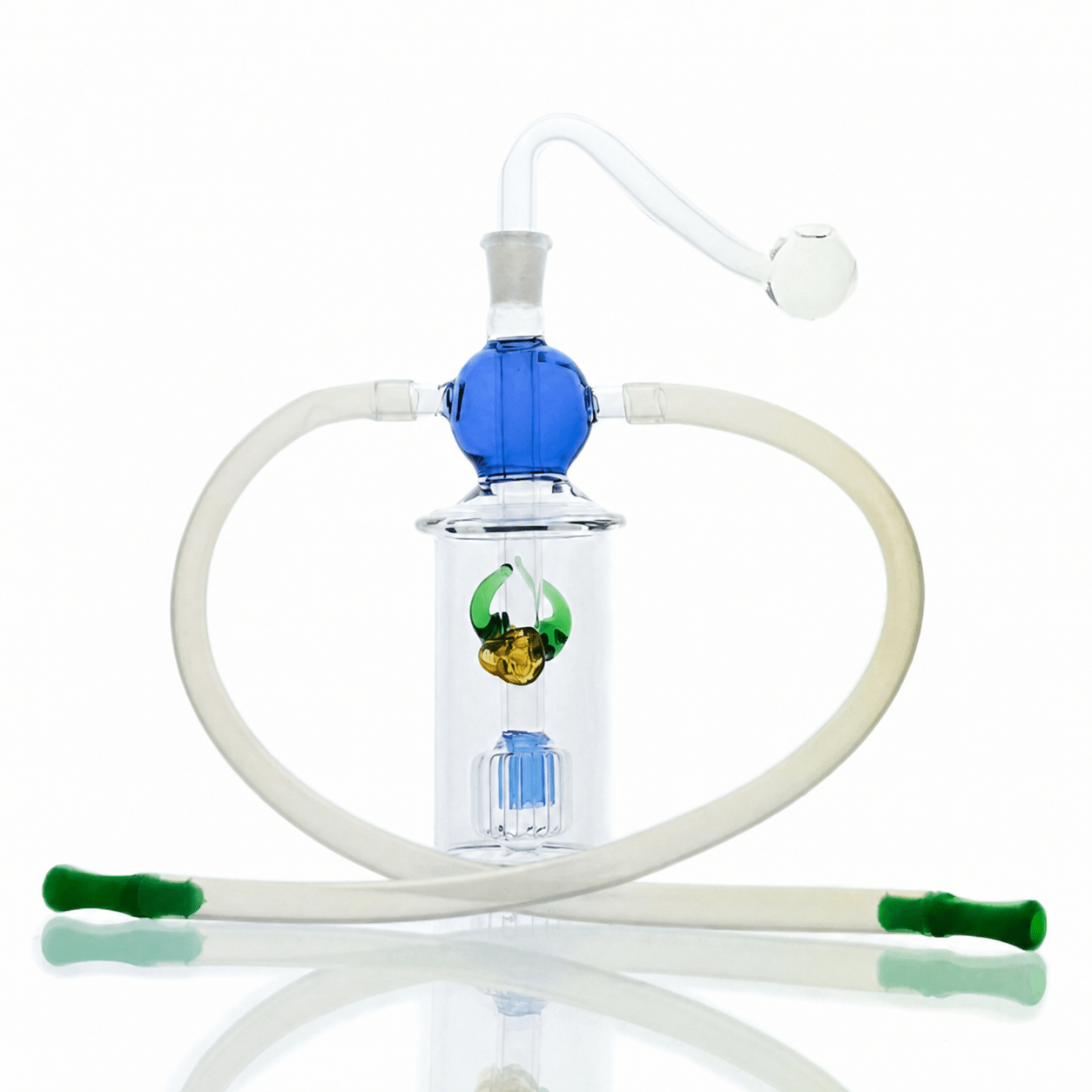 Glass Percolator Water Pipe For Two 13cm Blue