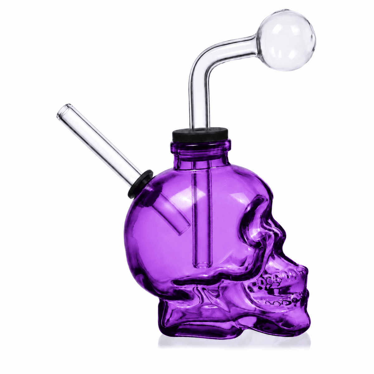 Glass Skull Water Pipe 13cm Purple