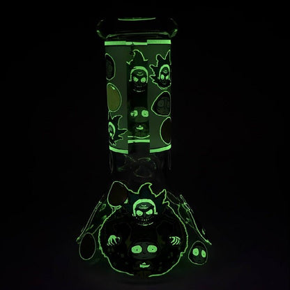 Glow in the Dark Rick And Morty Beaker Glass Bong 20cm - Bong Empire