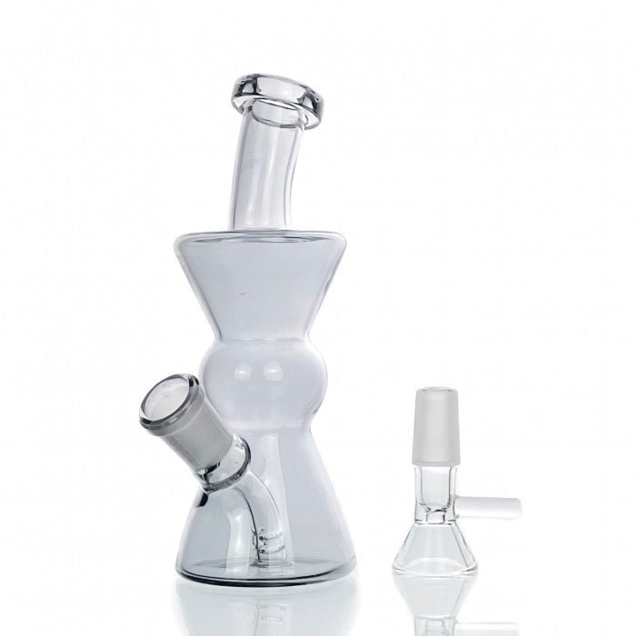 HBking Smoke Grey Funnel Timer Glass Bong 15cm - Bong Empire