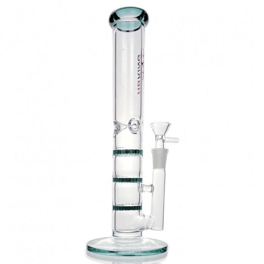 HBKing Triple Honeycomb Percolator Straight Tube Glass Bong 28cm - Bong Empire