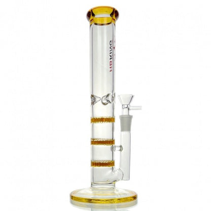 HBKing Triple Honeycomb Percolator Straight Tube Glass Bong 28cm - Bong Empire