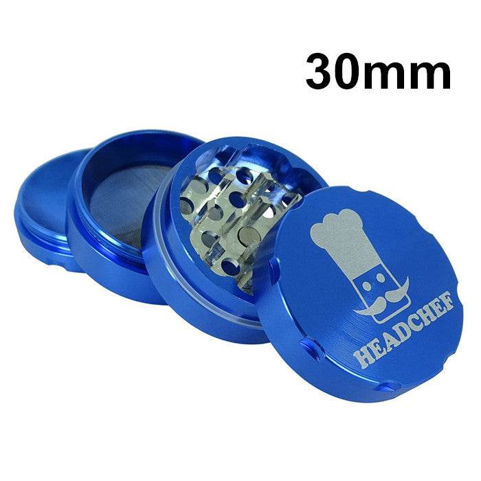 Headchef Aluminium Blue 4 Piece Grinder 30mm - Bong Empire