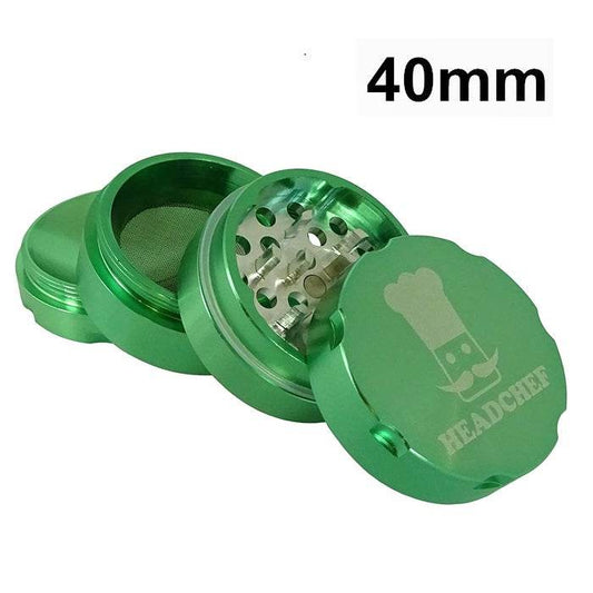 Headchef Green Aluminium 4 Piece Grinder 40mm - Bong Empire
