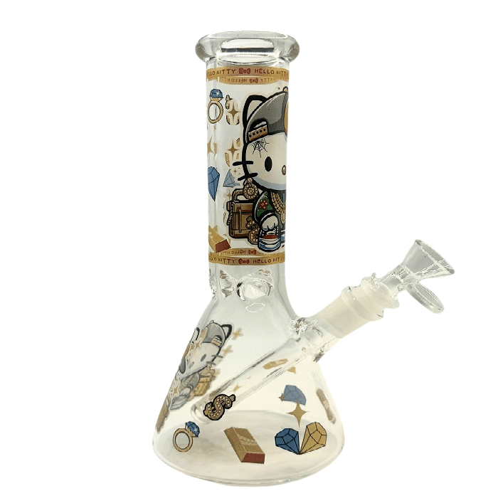 Hello Kitty Gold Chains Beaker Glass Bong 25cm - Bong Empire