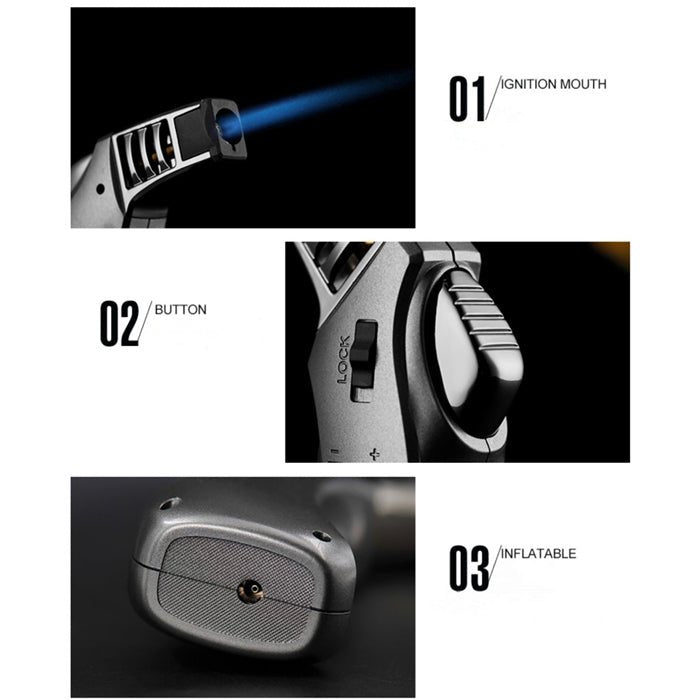 Jobon Adjustable Flame Refillable Jet Lighter - Bong Empire