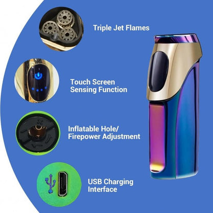 Jobon Touchscreen Ignition Triple Jet Flame Lighter