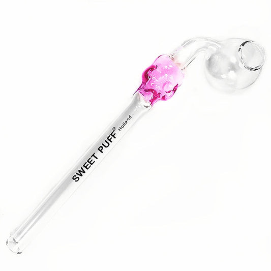 Skull Sweet Puff Glass Pipe 13cm Pink