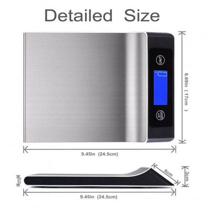 Large Electronic Kitchen Scales Stainless Steel Surface 1g_15kg - Bong Empire