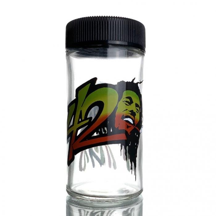 Marley 420 Screw On Top Lid Glass Jar 220mL - Bong Empire