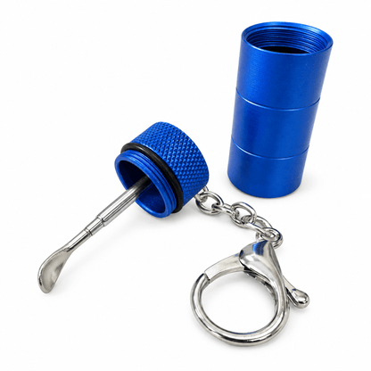 Metal Key Chain Snuff Jar Blue