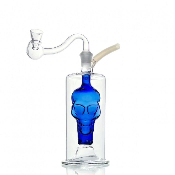 Skull Glass Bubbler Water Pipe 13cm