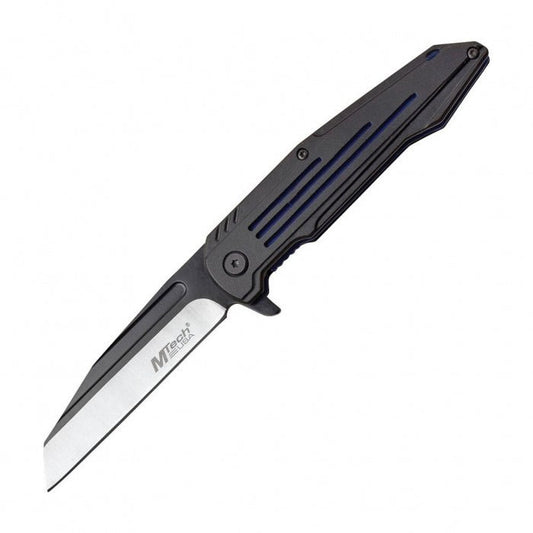 Mtech Blue Liner Lock Black Aluminum Folding Knife 12cm - Bong Empire