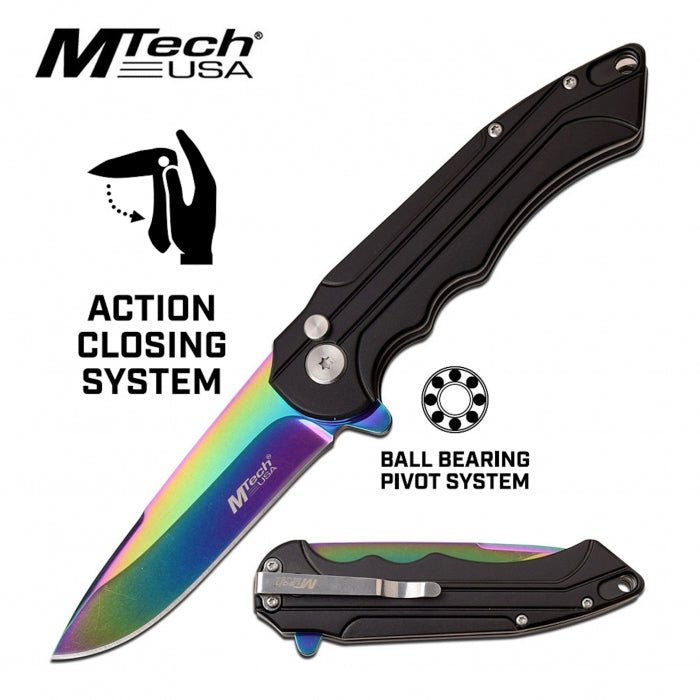 Mtech Rainbow Aluminium Handle Folding Knife - Bong Empire