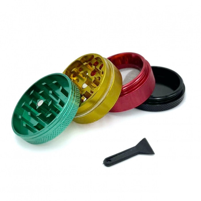 Multi Coloured 4 Layer Aluminium Herb Grinder 40mm