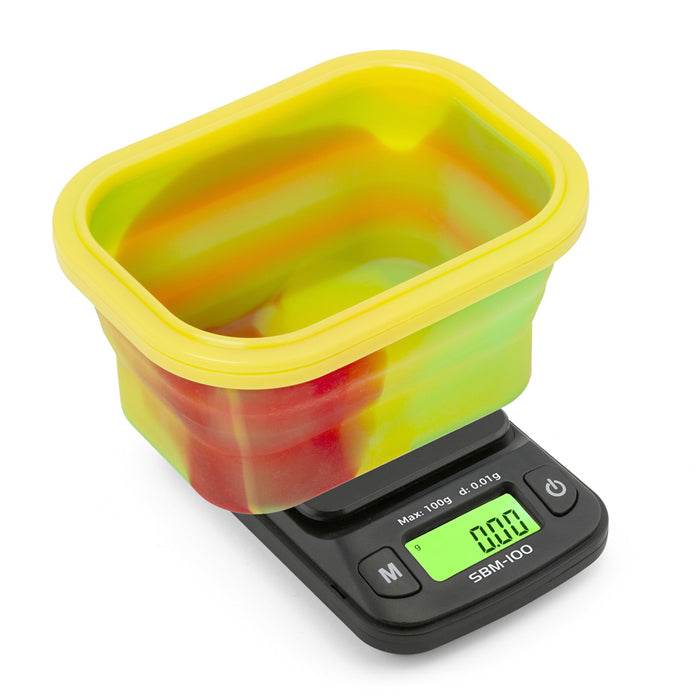 On Balance Digital Scales With Blue Silicone Collapsible Bowl 0.01g - 100g - Bong Empire