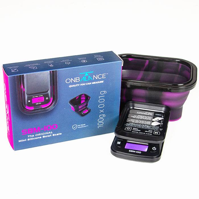 On Balance Digital Scales With Blue Silicone Collapsible Bowl 0.01g - 100g - Bong Empire