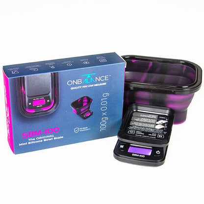 On Balance Digital Scales With Blue Silicone Collapsible Bowl 0.01g - 100g - Bong Empire