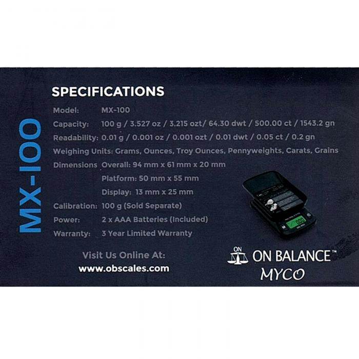 On Balance Myco Digital Scales MX100 0.01g - 100g - Bong Empire