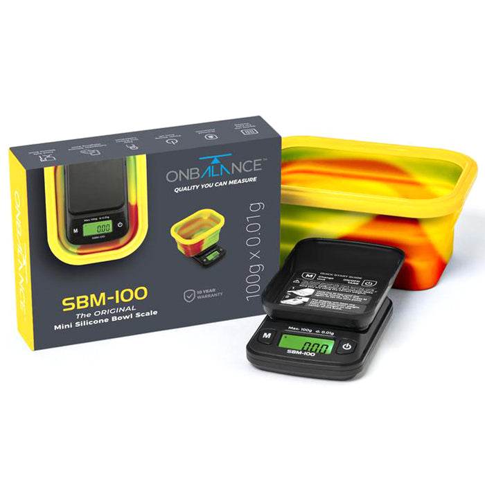 On Balance Digital Scales With Blue Silicone Collapsible Bowl 0.01g-100g - Bong Empire