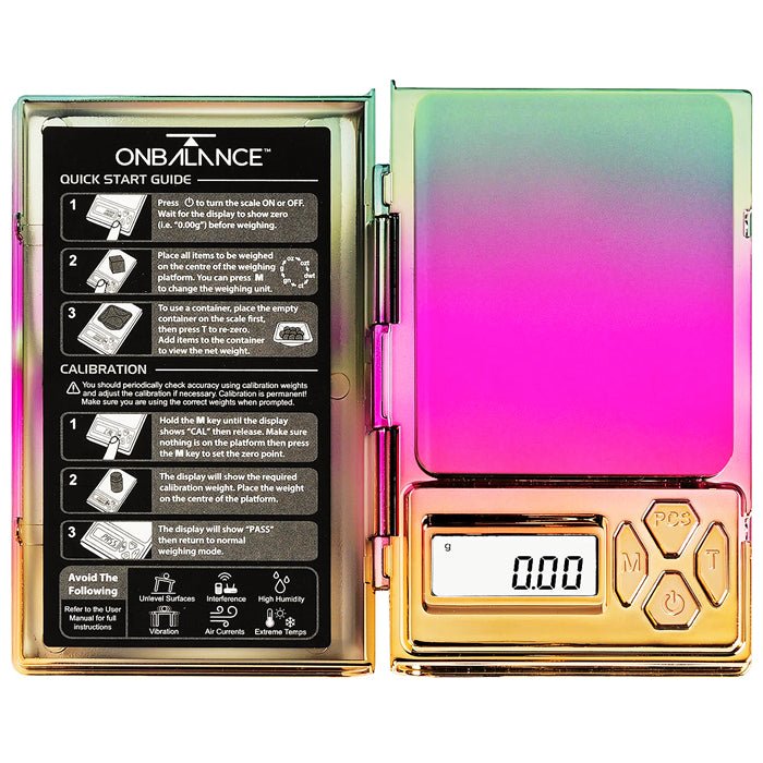 On Balance Shine Chrome Rainbow Digital Scales 0.01 - 100g - Bong Empire