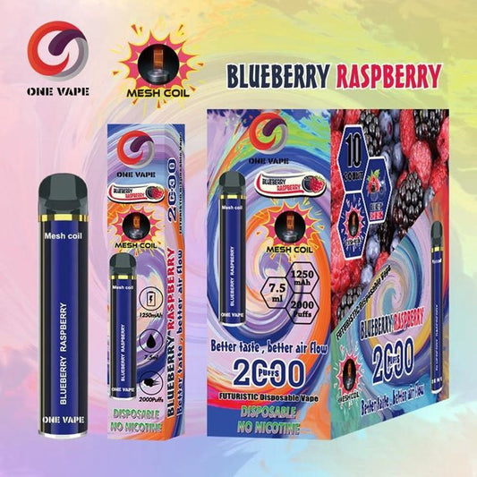 One Vape Mesh Coil Futuristic Disposable Vape Blueberry Raspberry 2000 Puffs - Bong Empire