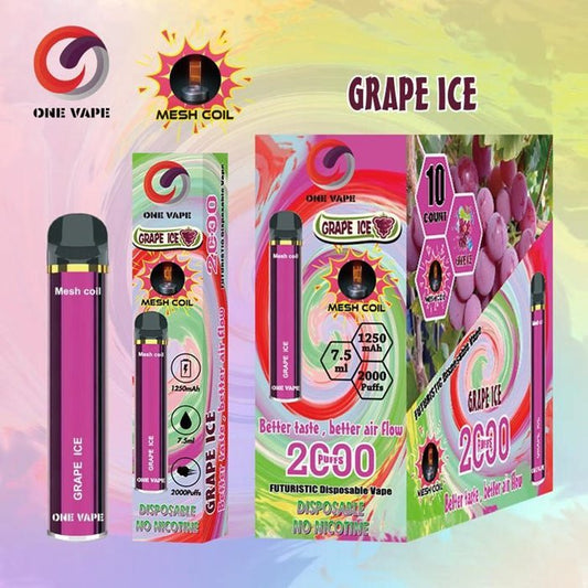 One Vape Mesh Coil Futuristic Disposable Vape Grape Ice 2000 Puffs - Bong Empire