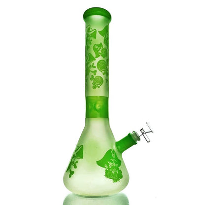 OZS Green Pattern Beaker Glass Bong 38cm - Bong Empire