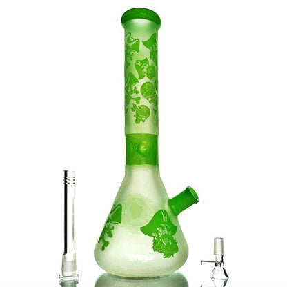 OZS Green Pattern Beaker Glass Bong 38cm - Bong Empire