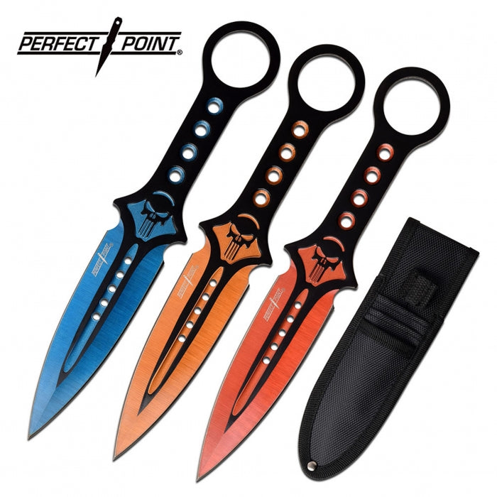 Perfect Point Color Blade Set Of 3 Throwing Knives 19cm