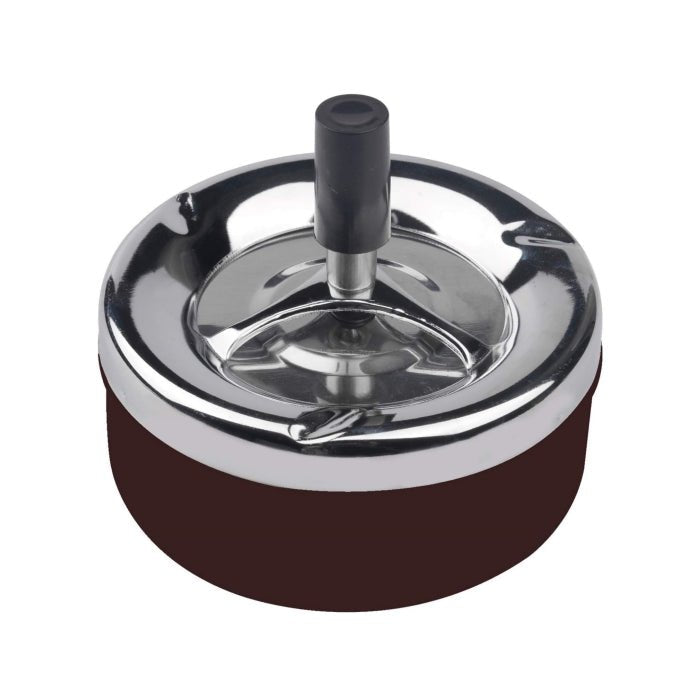 Push Down Stainless Steel Modern Tabletop Ashtray with Spinning Tray - Bong Empire