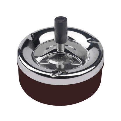 Push Down Stainless Steel Modern Tabletop Ashtray with Spinning Tray - Bong Empire