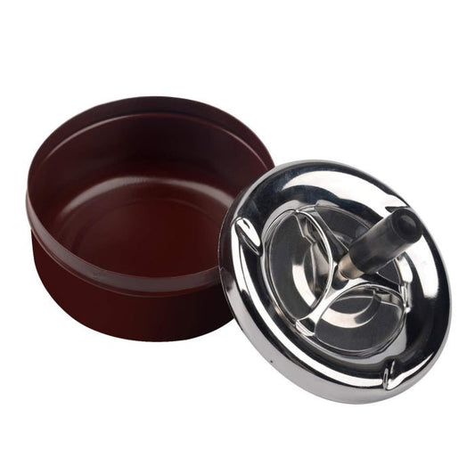 Push Down Stainless Steel Modern Tabletop Ashtray with Spinning Tray - Bong Empire