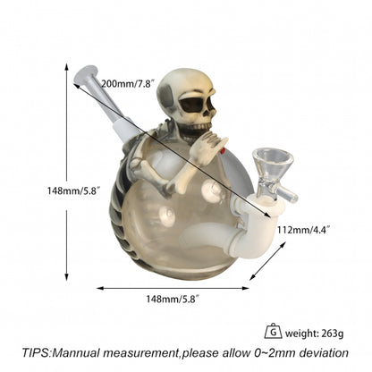 Skeleton Silicone & Glass Bong 15cm – Compact Skull Design
