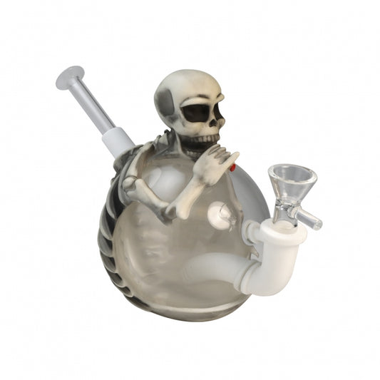 Skeleton Silicone & Glass Bong 15cm – Compact Skull Design