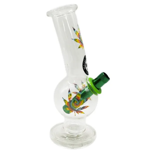 Small Bent Bubble Glass Bong - Rainbow Print 20cm