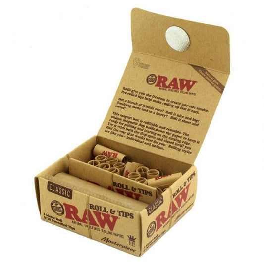 Raw Classic Masterpiece Rolls And Tips Box - Bong Empire