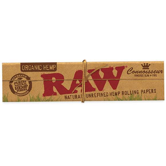 RAW Organic Connoisseur King Size Slim Rolling Papers + Tips - Bong Empire
